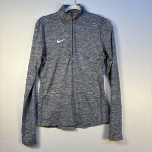Nike Dry Fit Element Half-Zip 1/2 Zip Long‎ Sleeve Thumbholes Gray Heather Small